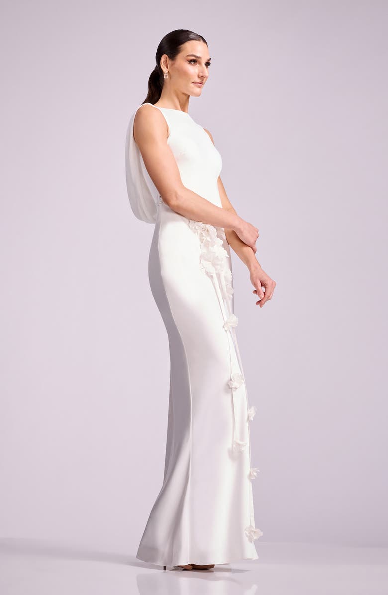 Dress the Population Eloise Floral Cowl Back Gown, Alternate, color, White