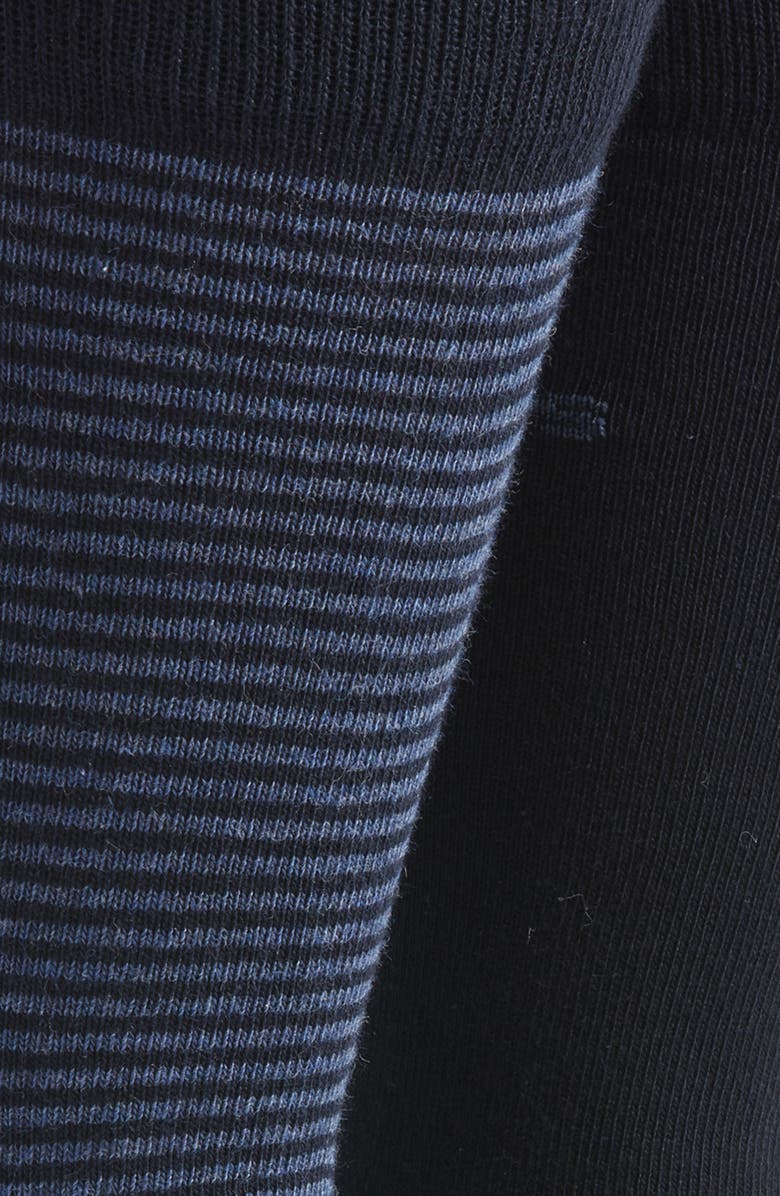 BOSS Assorted 2-Pack Solid & Stripe Cotton Blend Dress Socks, Alternate, color, Dark Blue