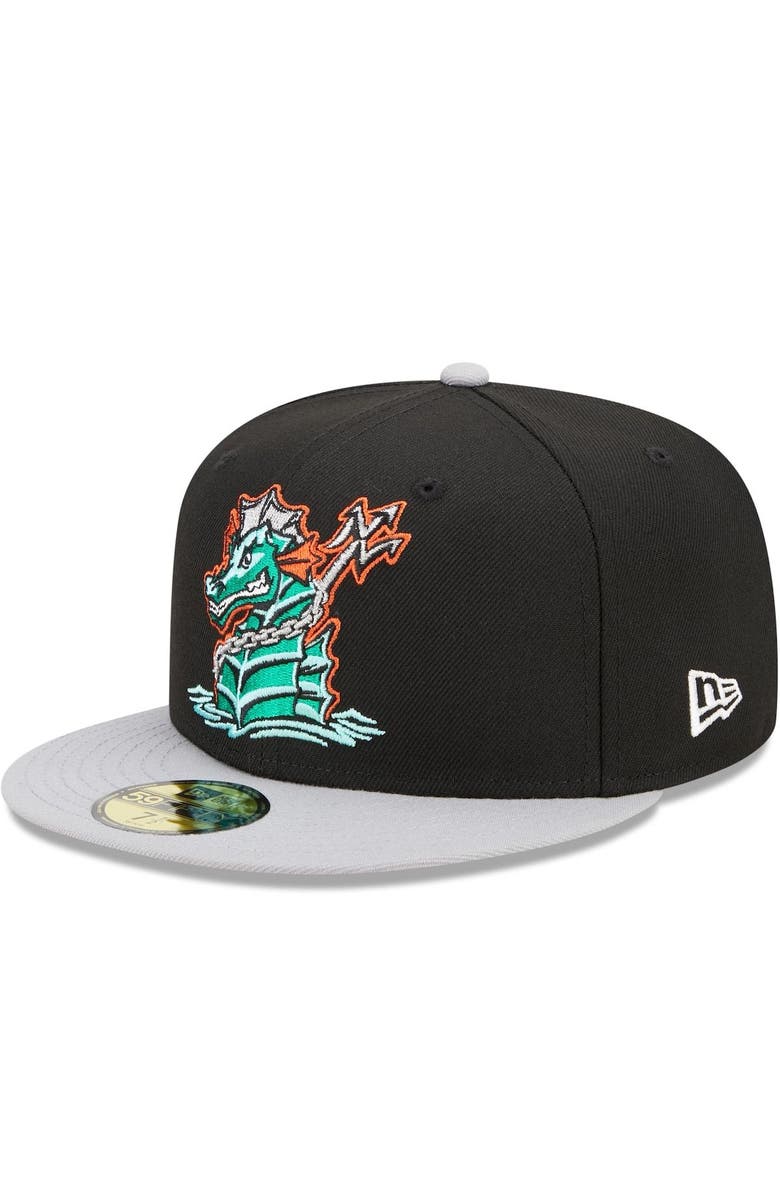 New Era Men's New Era Black/Gray Norfolk Tides Marvel x Minor League 59FIFTY Fitted Hat, Main, color,