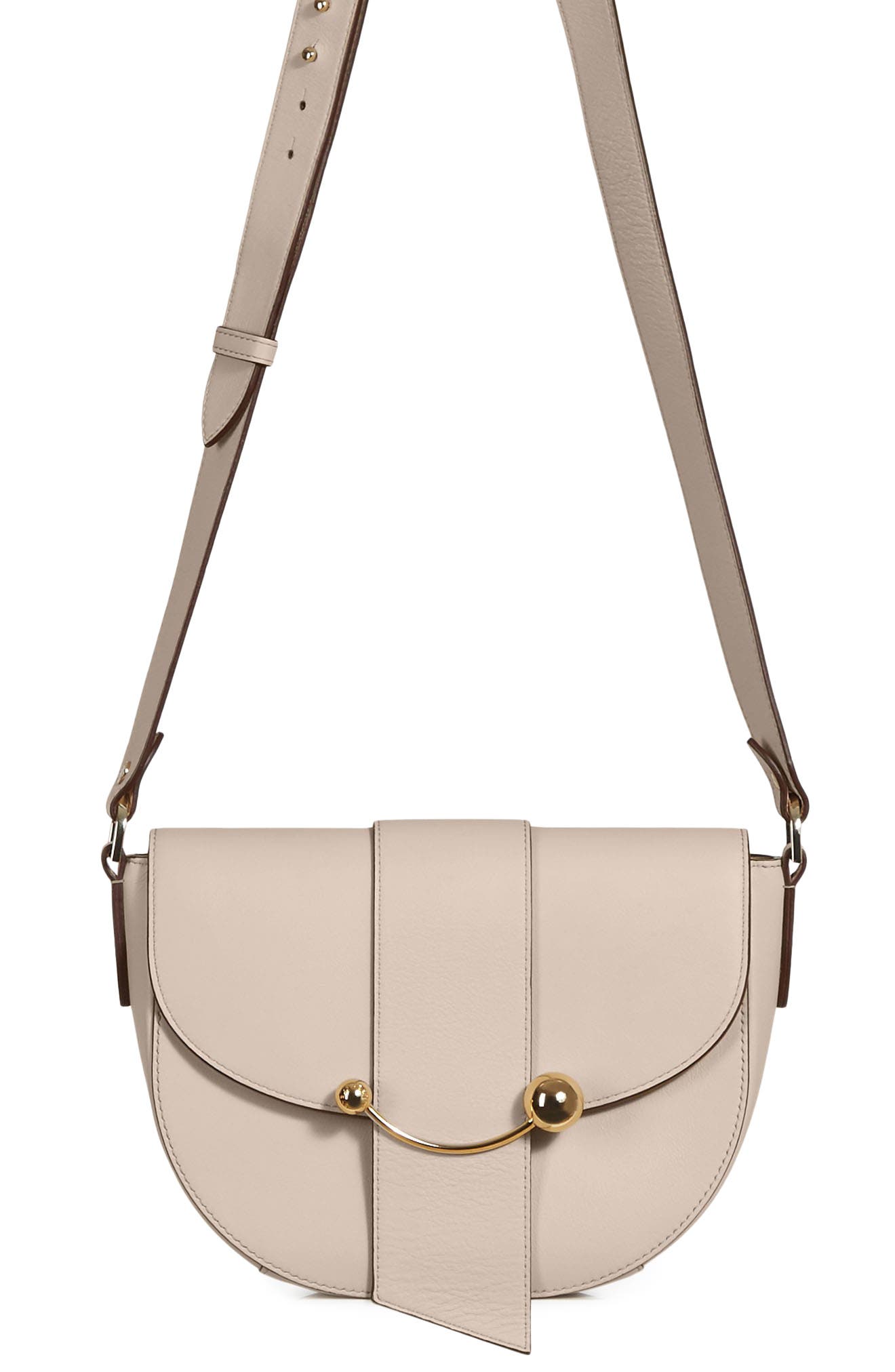 Crescent Saddle Leather Crossbody Bag, Main, color, OAT
