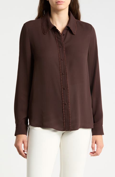 Lace Trim Button-Up Shirt