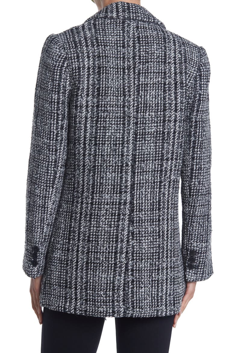 BY REPUBLIC Notch Lapel Single Breasted Tweed Blazer, Alternate, color, BLK/ WHT PLAID