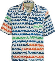 Marni Logo Stripe Cotton Camp Shirt