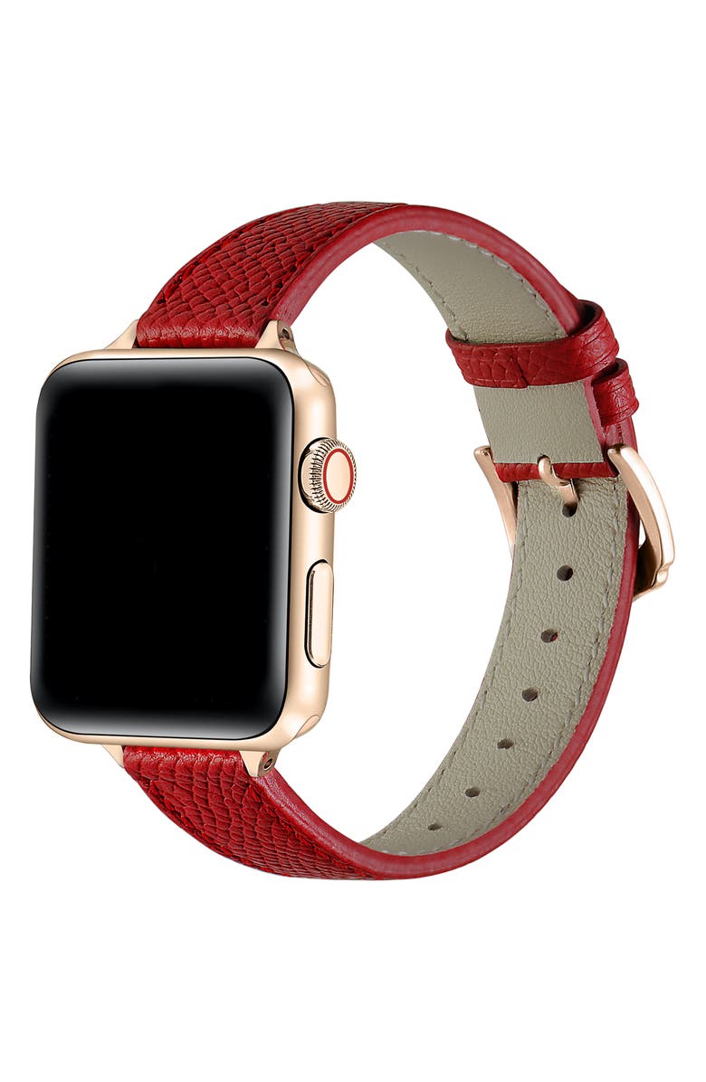 The Posh Tech Cleo Leather Apple Watch<sup>®</sup> Watchband, Alternate, color, Cranberry