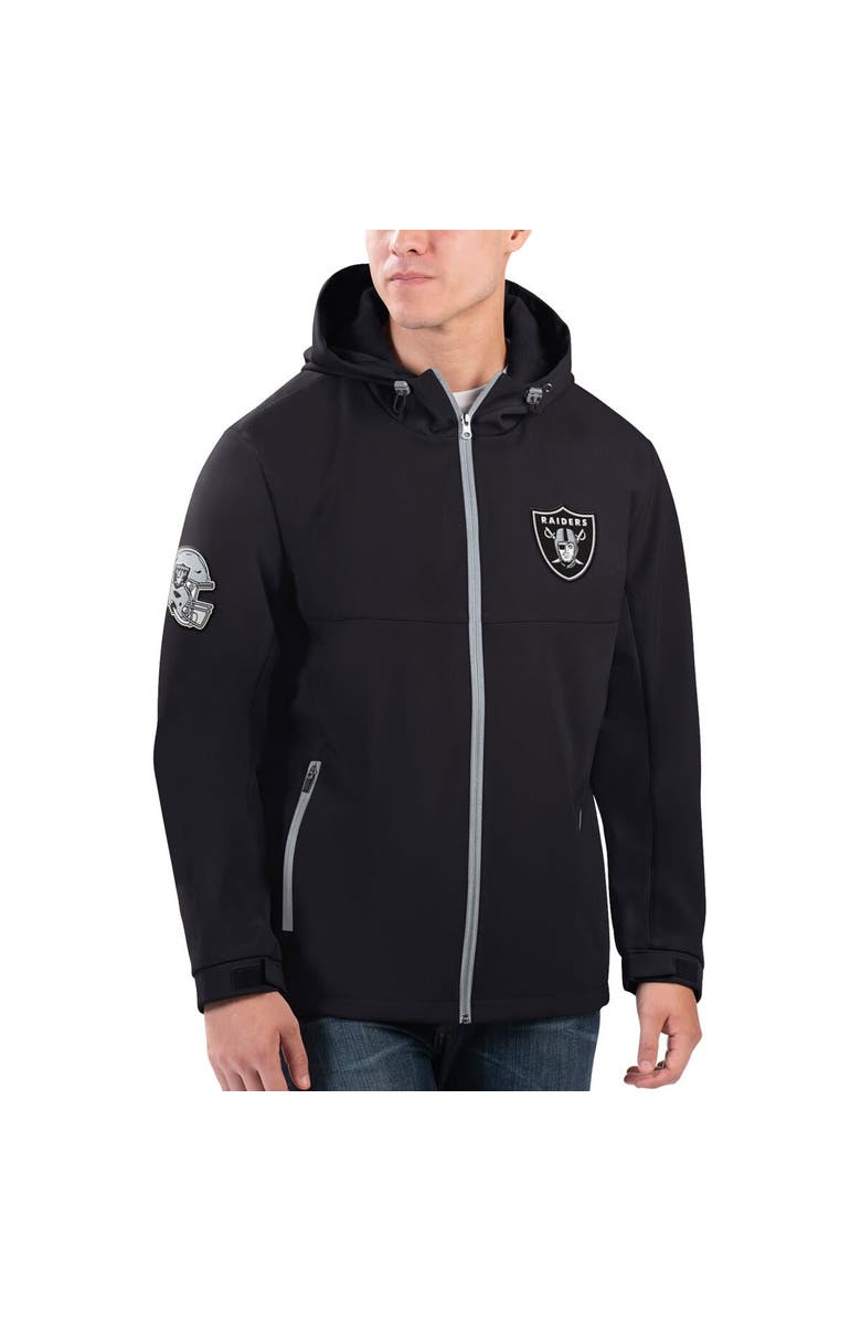 G-III SPORTS BY CARL BANKS Men's G-III Sports by Carl Banks Black Las Vegas Raiders Soft Shell Full-Zip Hoodie Jacket, Main, color, 