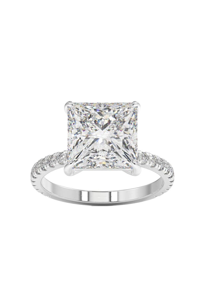 4 1/2 Ct Princess Cut Diamond Engagement Ring Lab Grown in or Gold, Main, color, 14k White Gold