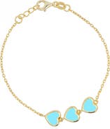 The Lovery Fine Jewelry Turquoise Trio Heart Bracelet