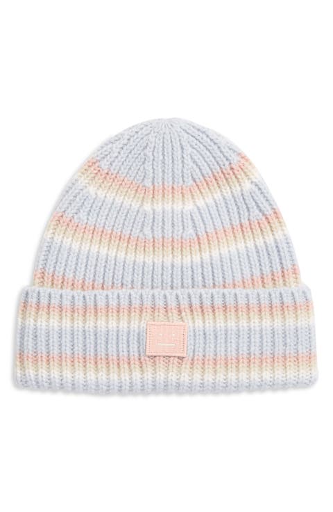 Acne Studio Kids' Pansy Stripe Face Appliqué Wool Beanie