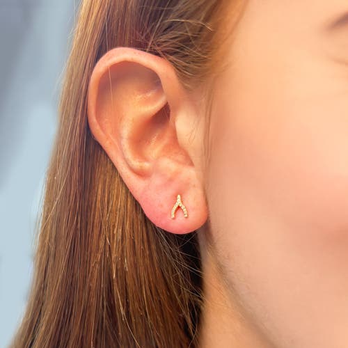 The Lovery Fine Jewelry Diamond Wishbone Stud Earrings In Gold