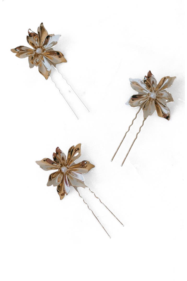 Comet Pearl Pins, Alternate, color, Gold