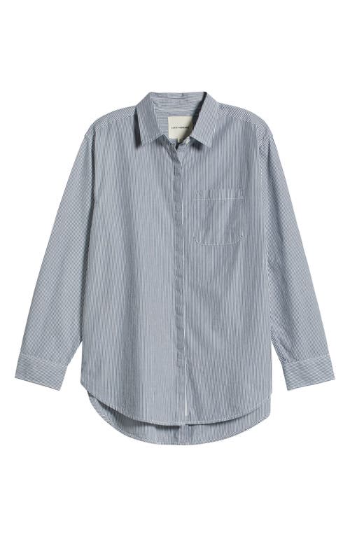 Lucky Brand Stripe Oversize Button Back Cotton Button-up Shirt In Navy Stripe