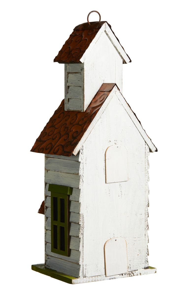 Glitzhome 20"H Oversized Solid Wood 3-Story Villa Decorative Outdoor Garden Birdhouse, Alternate, color, Green
