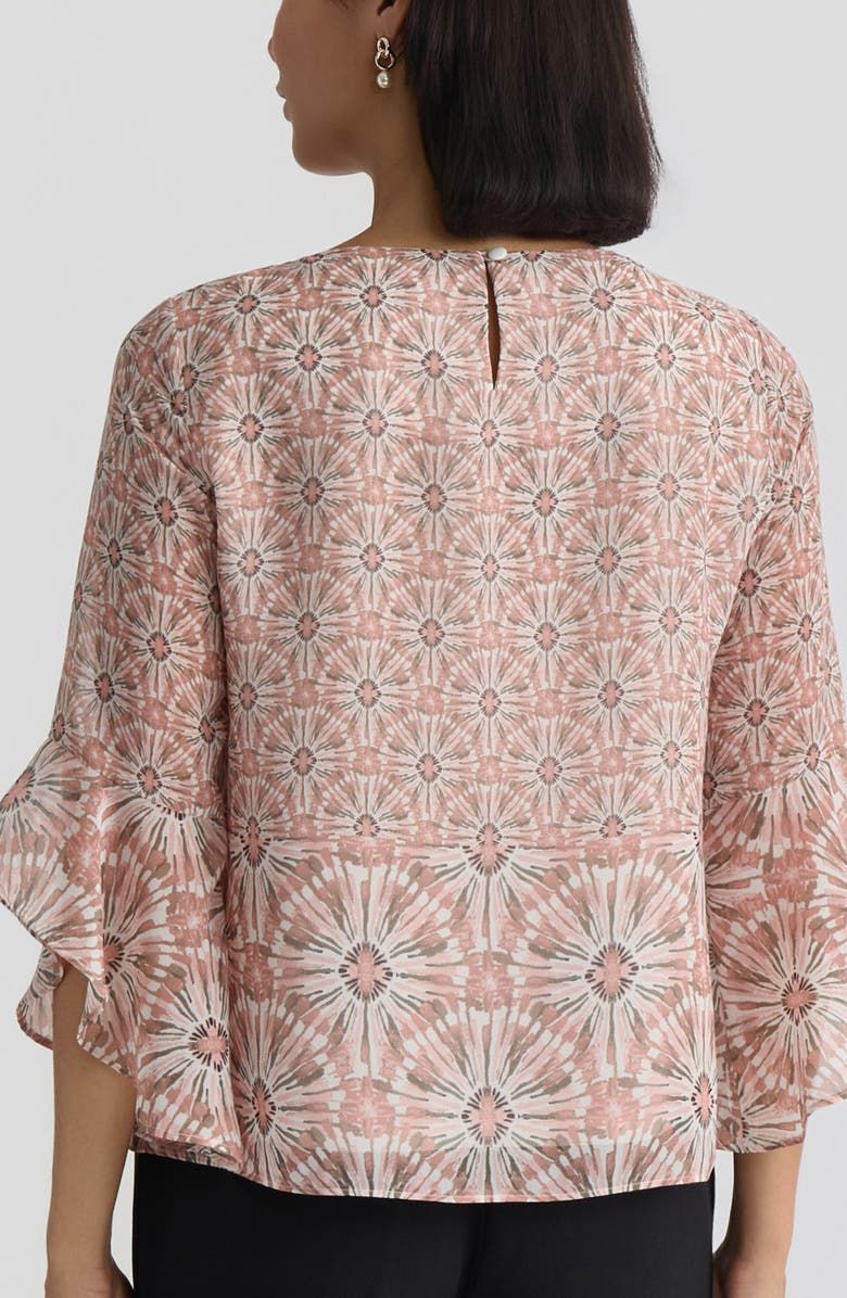 KASPER Print Ruffle Sleeve Top, Alternate, color, Tearose Multi