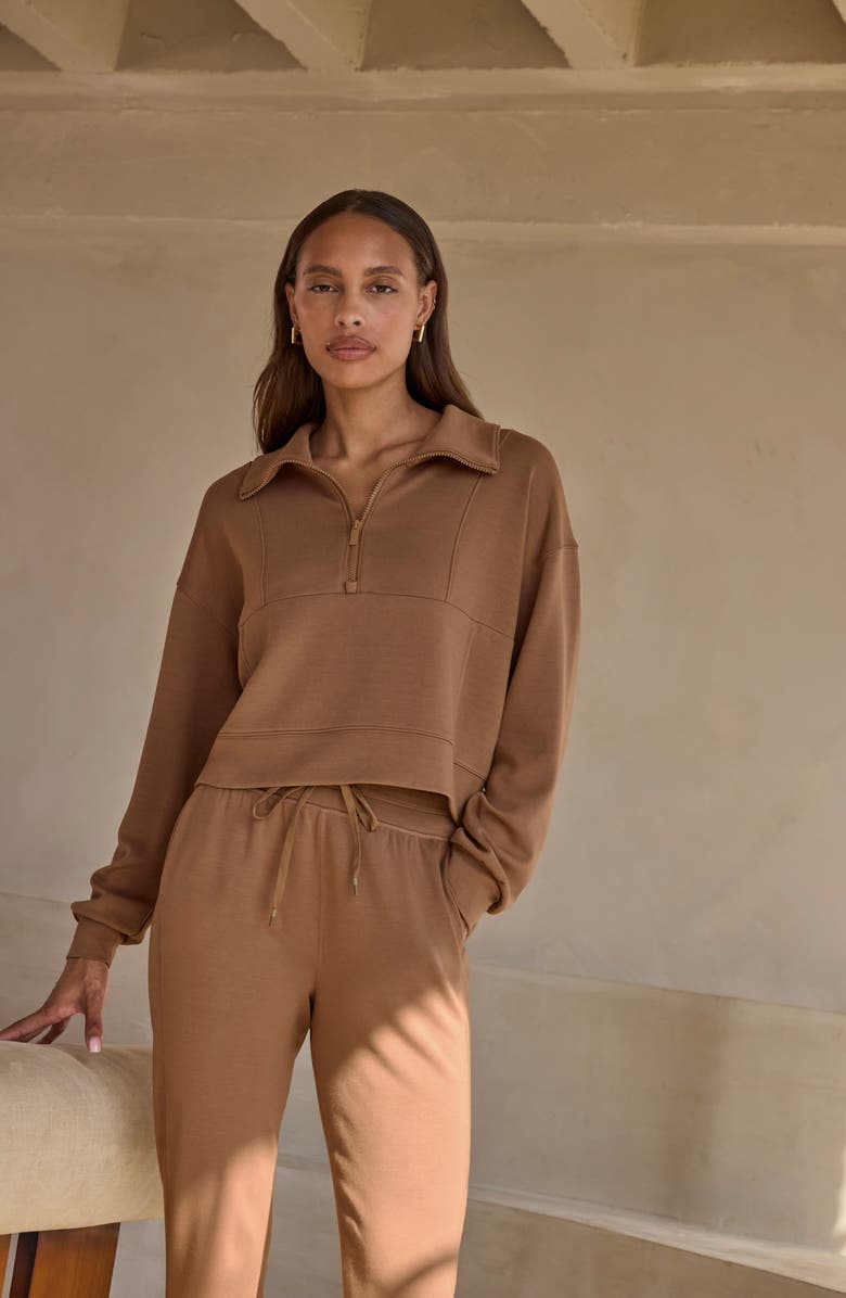 TravisMathew Skyloft Half Zip Top, Alternate, color, Chestnut