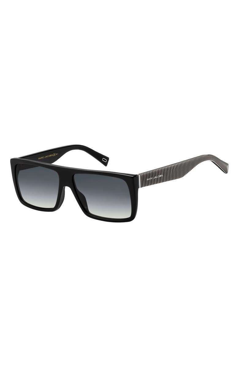 Marc Jacobs Icon 57mm Gradient Rectangular Sunglasses, Alternate, color, Black