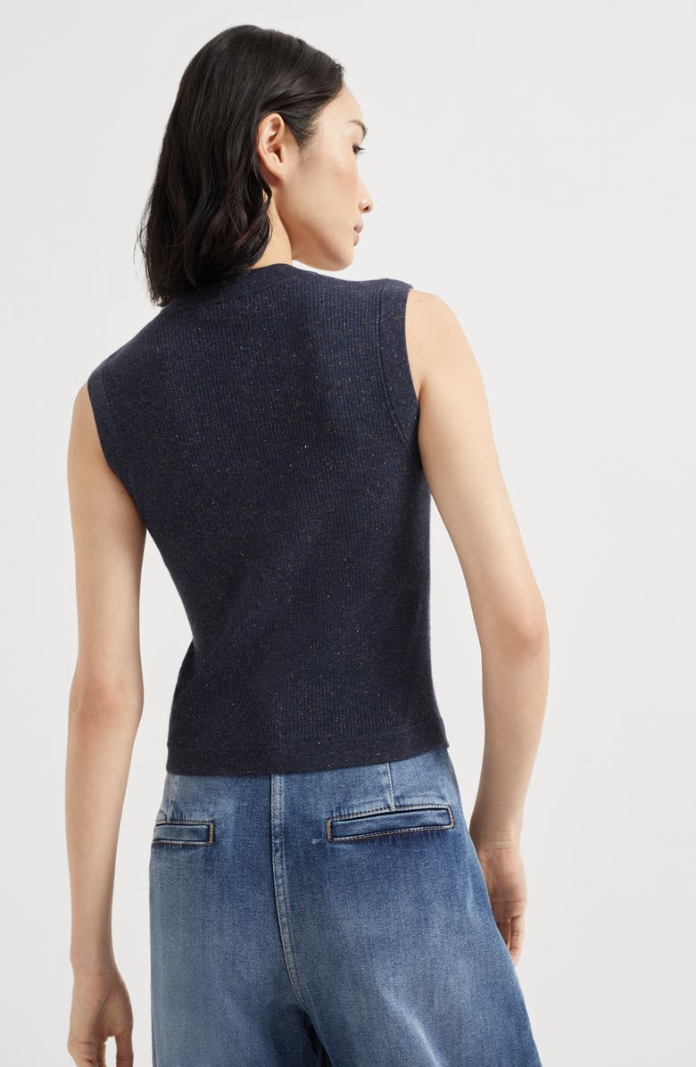 Brunello Cucinelli Cashmere knit vest, Alternate, color, Navy Blue