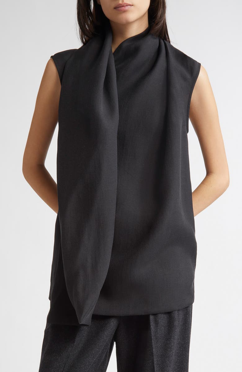 TOTEME Organza Scarf Blouse, Main, color, Black