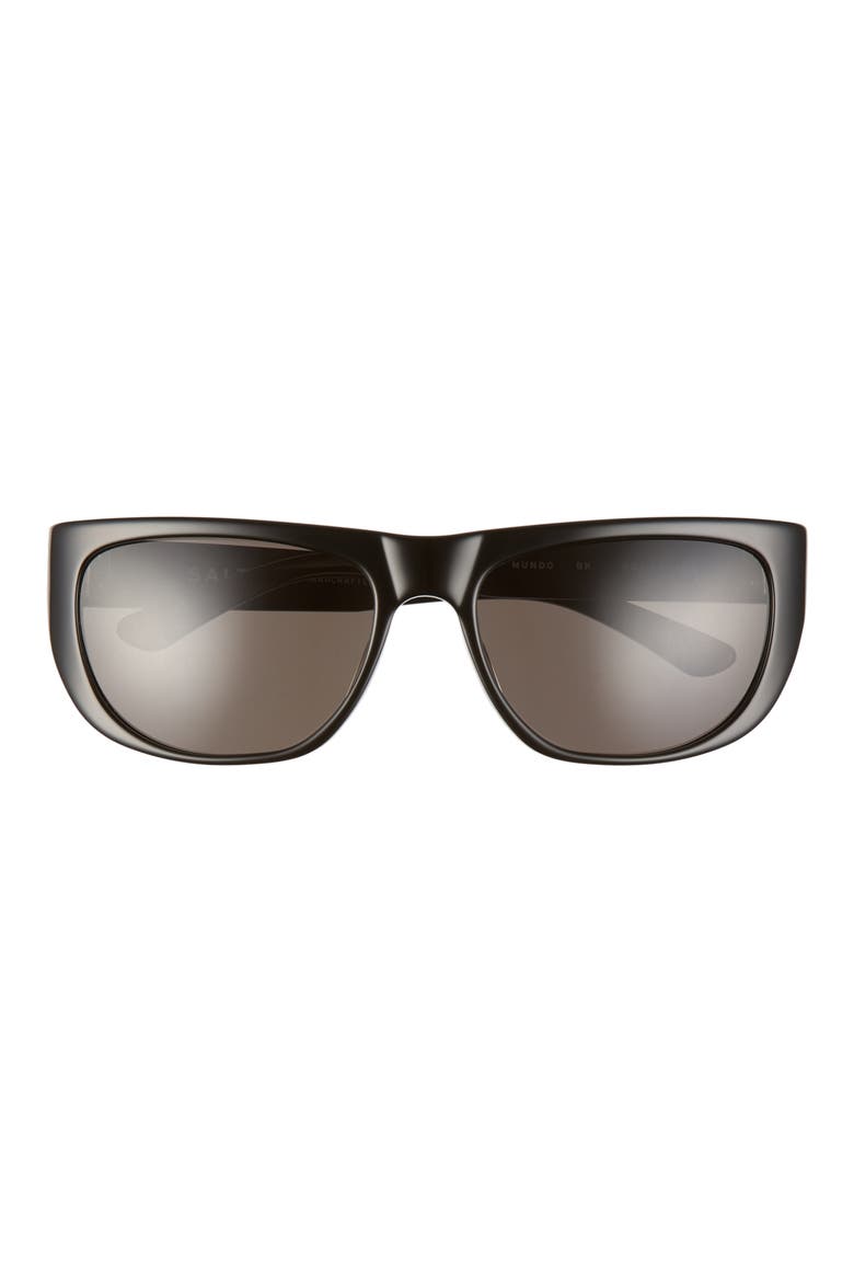 Mundro 54mm Flat Top Polarized Sunglasses, Main, color, BLACK