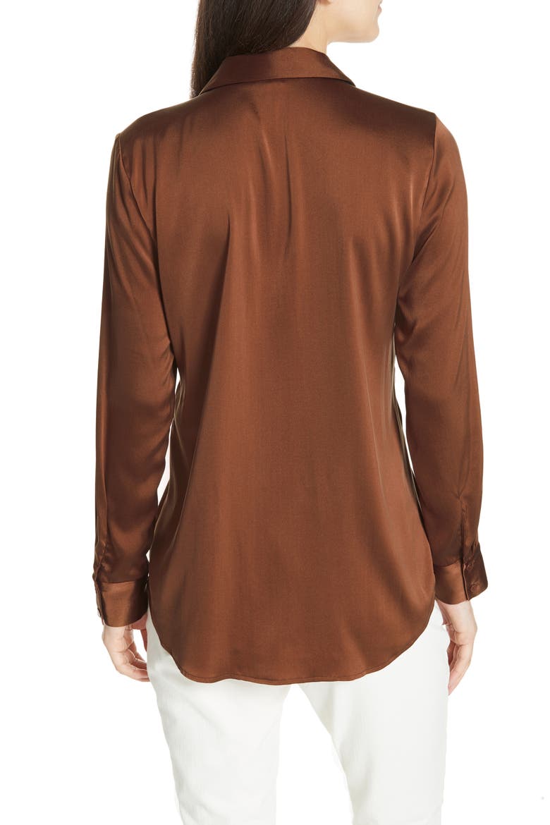 Stretch Silk Shirt, Alternate, color, NUTMEG