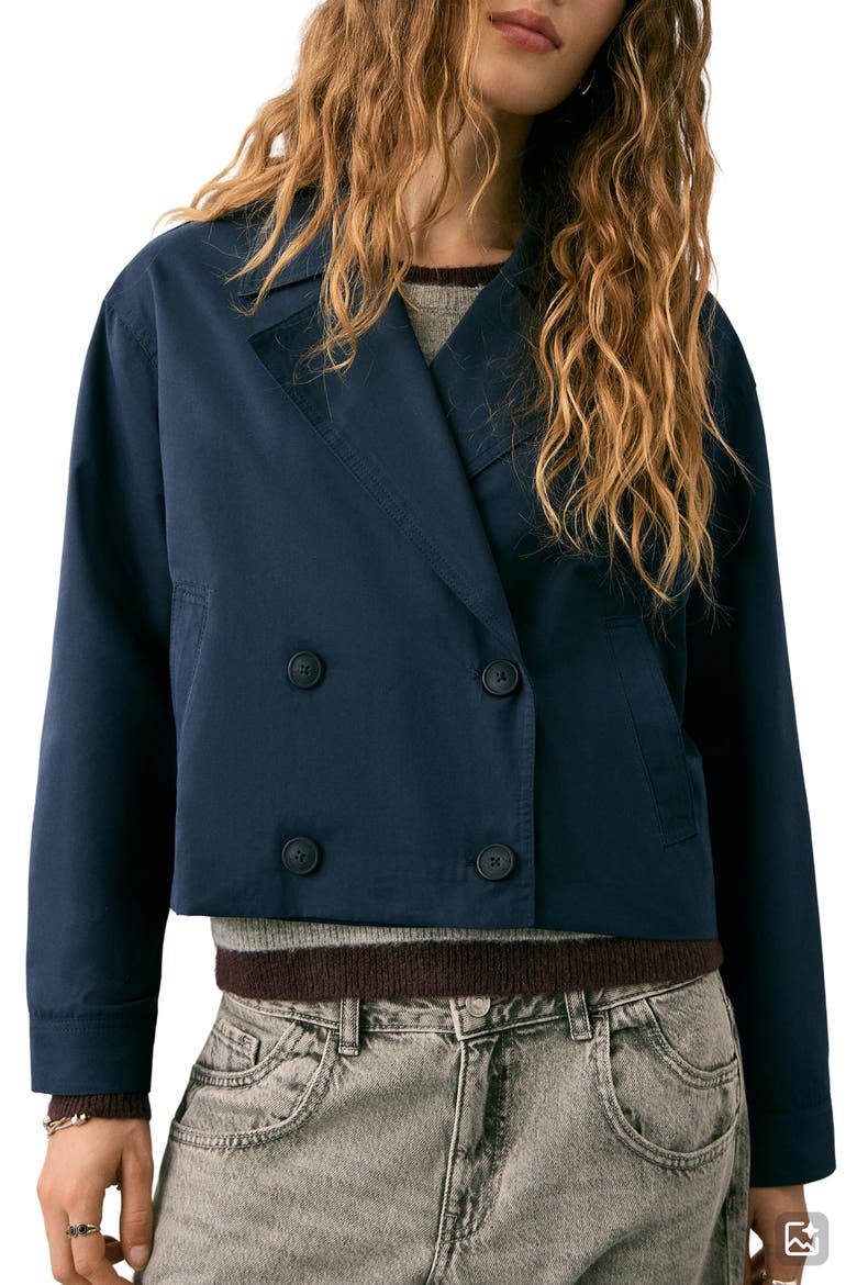 Double Breasted Crop Jacket, Main, color, NAVY