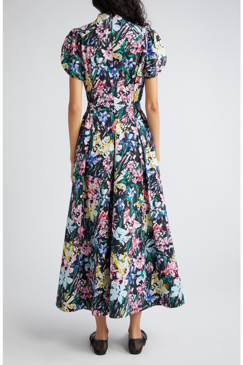 Flowerworks Cotton Midi Dress, Alternate, color, BLACK MULTI