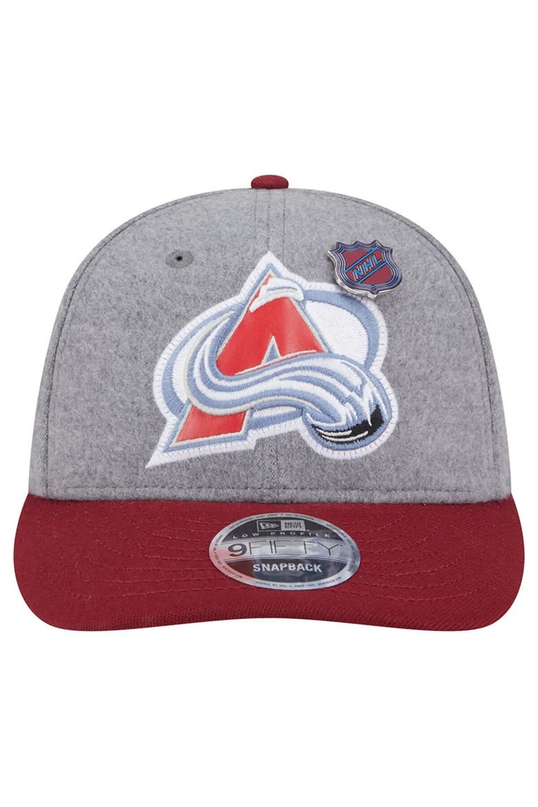 Men's New Era  Gray/Burgundy Colorado Avalanche Wool Pin Low Profile 9FIFTY Snapback Hat, Alternate, color, Gray