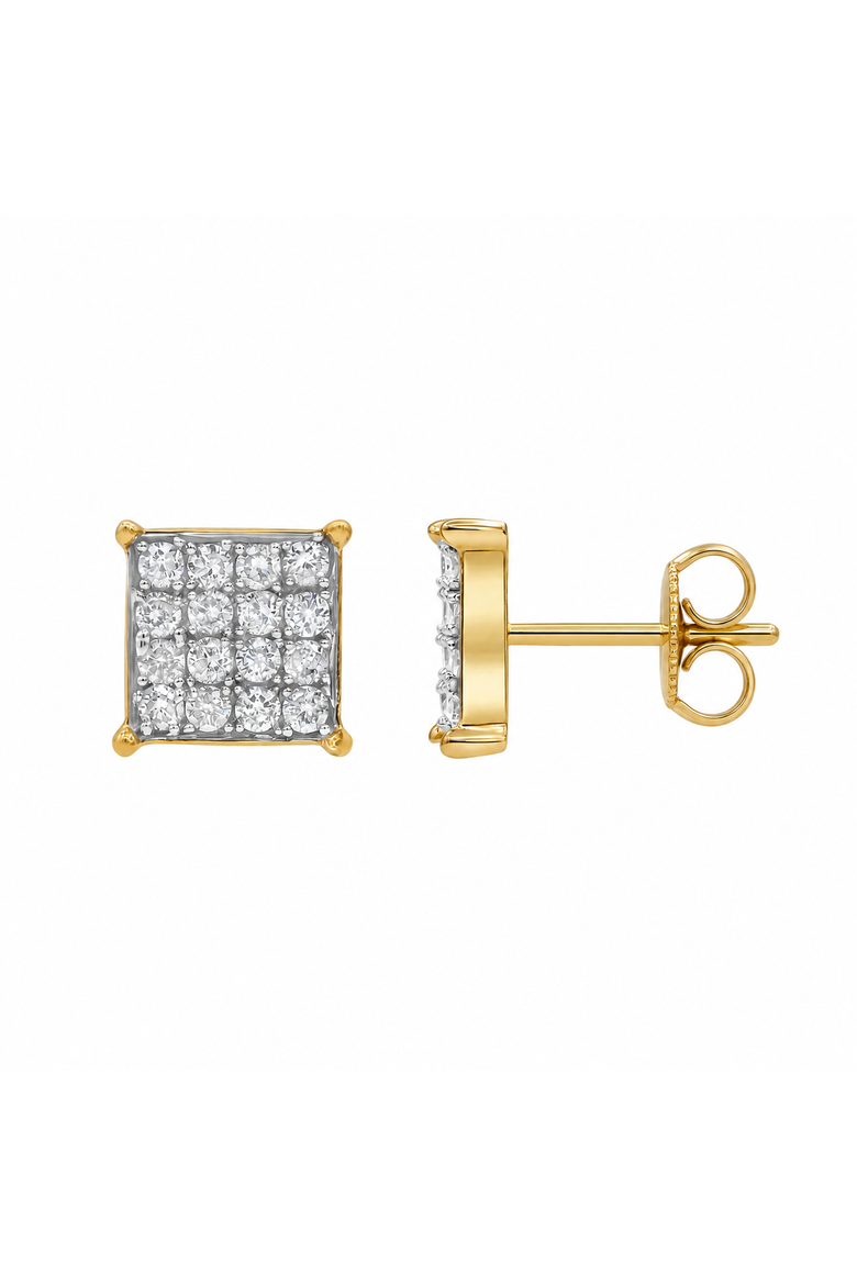 Square Prism 14K Yellow Gold Diamond Earrings - 0.43ct., Alternate, color, 14K Yellow Gold