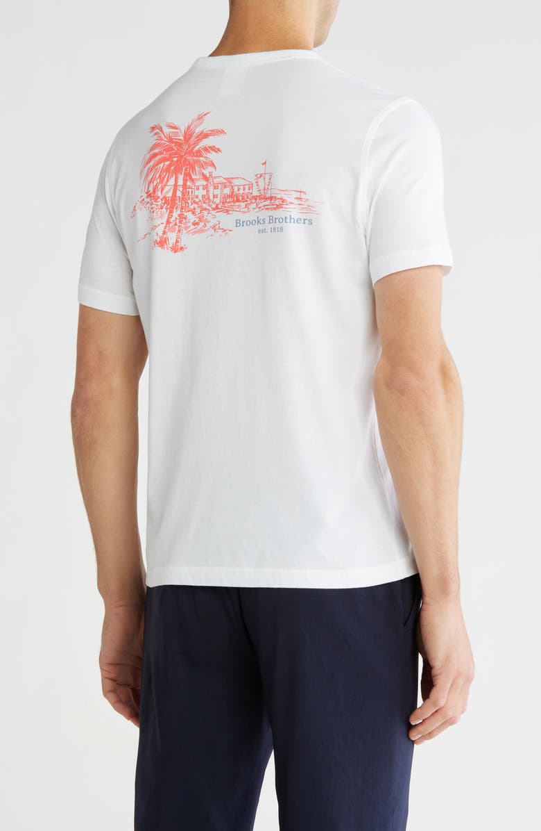 Brooks Brothers Bermuda Logo Graphic T-Shirt, Alternate, color, White Multi