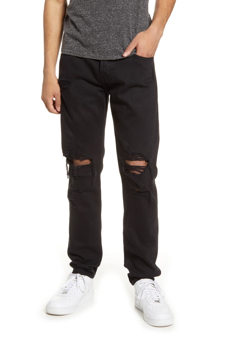Paxtyn Ripped Skinny Fit Jeans, Main, color, BLACK DESTROY