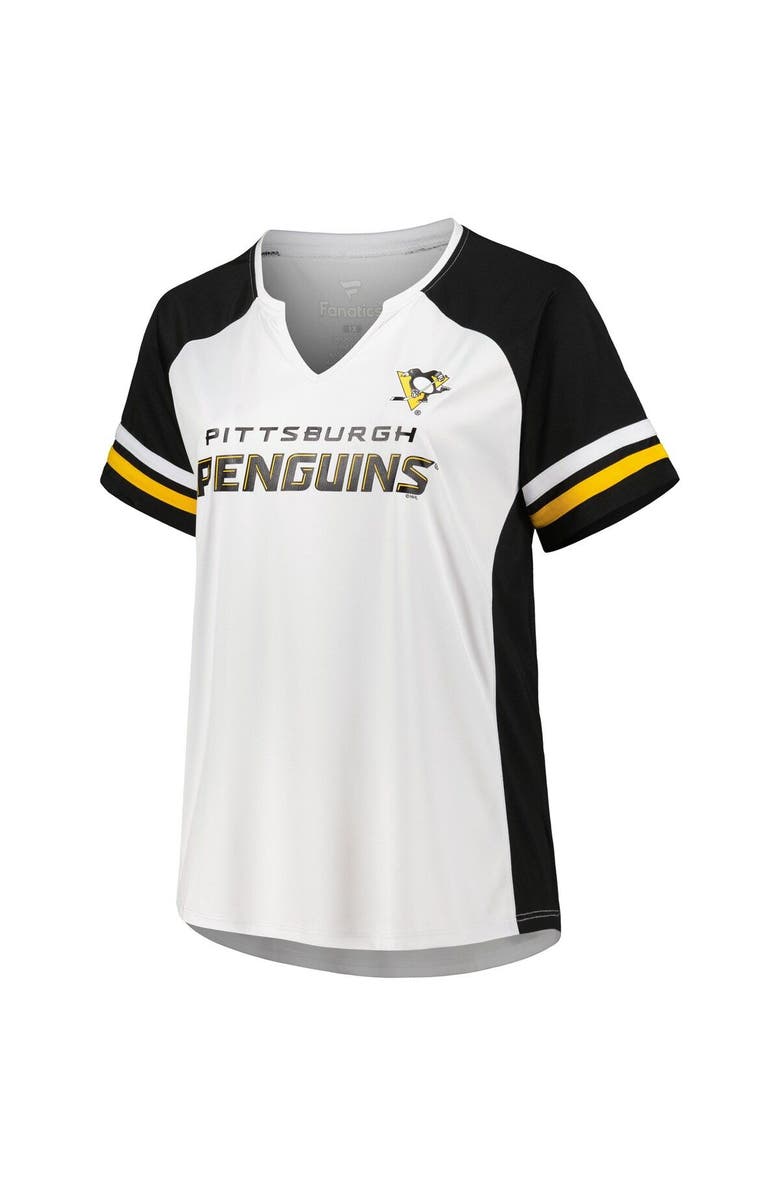 PROFILE Women's Profile White Pittsburgh Penguins Plus Size Notch Neck Raglan T-Shirt, Alternate, color, 