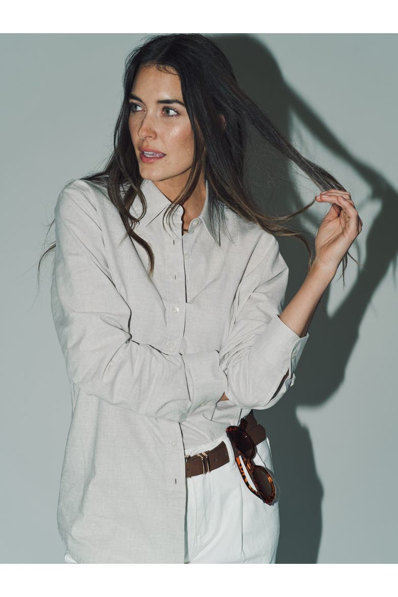 The Washed Linen Shirt, Alternate, color, Beige