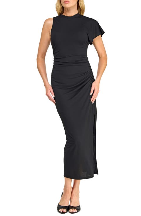 Ruched Asymmetric Maxi Dress