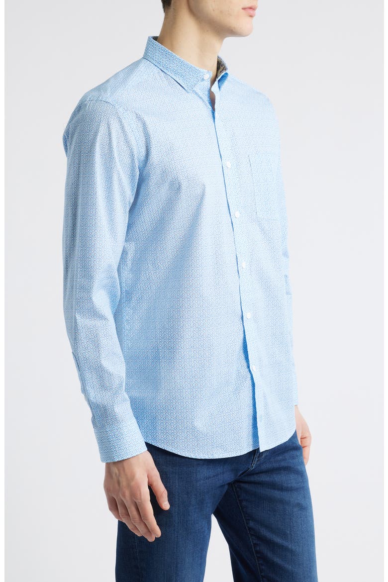 Diamond Print Button-Up Shirt, Alternate, color, BLUE