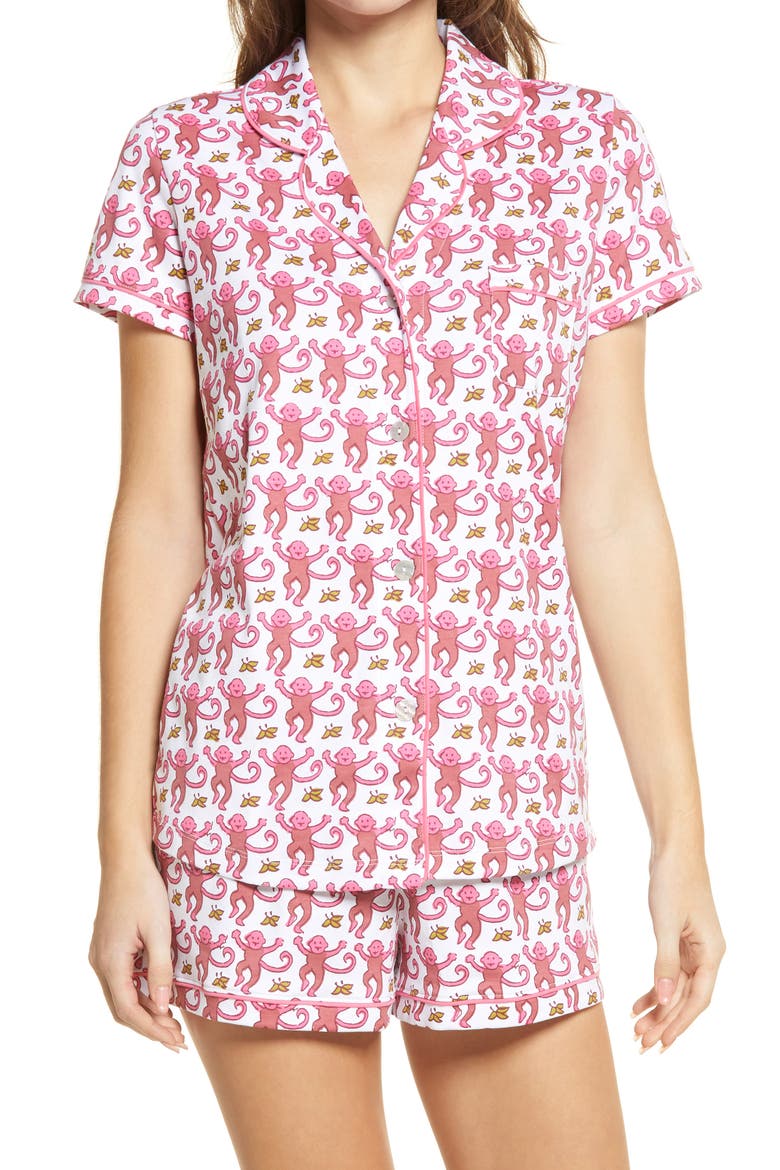 Monkey Polo Short Pajamas, Main, color, PINK