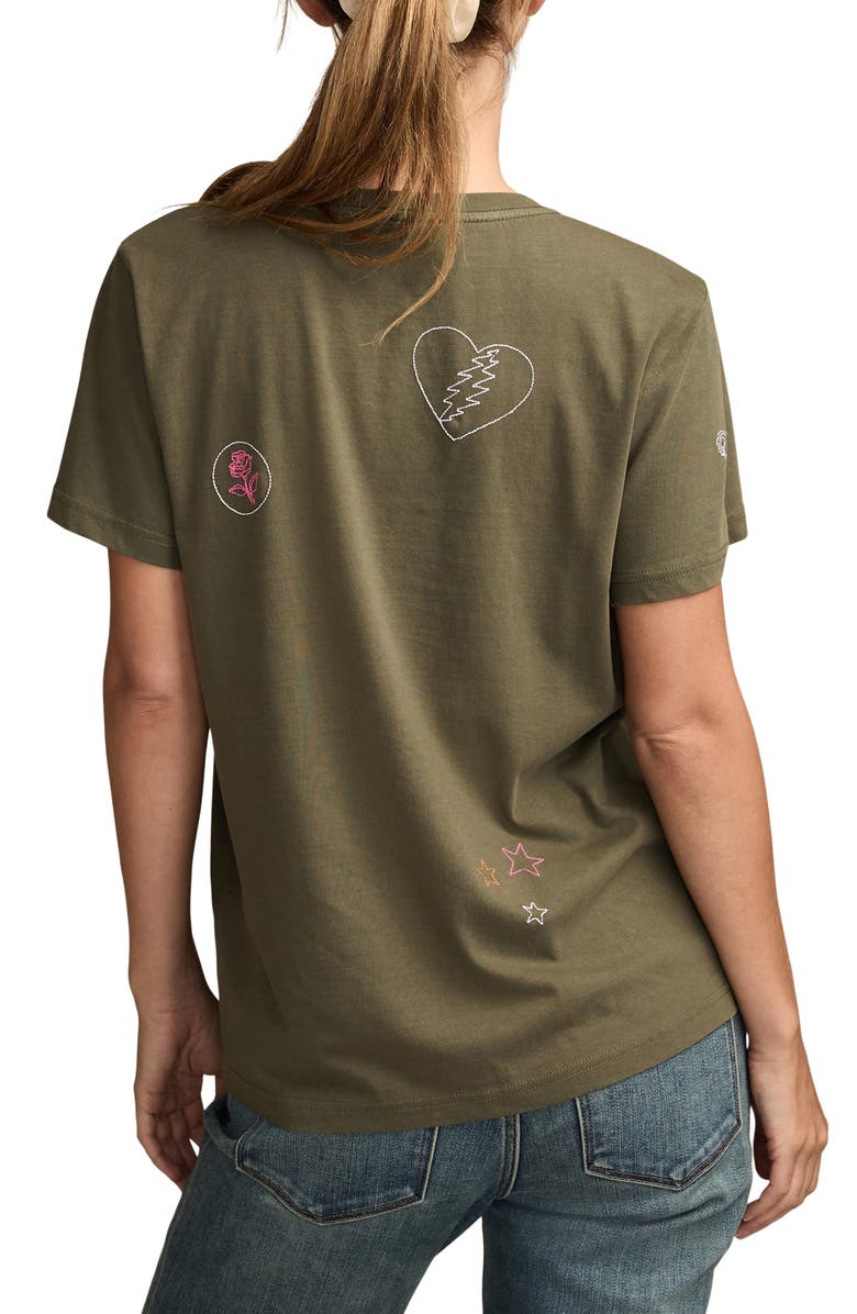 Lucky Brand Grateful Dead Embroidered Cotton T-Shirt, Alternate, color, Cypress