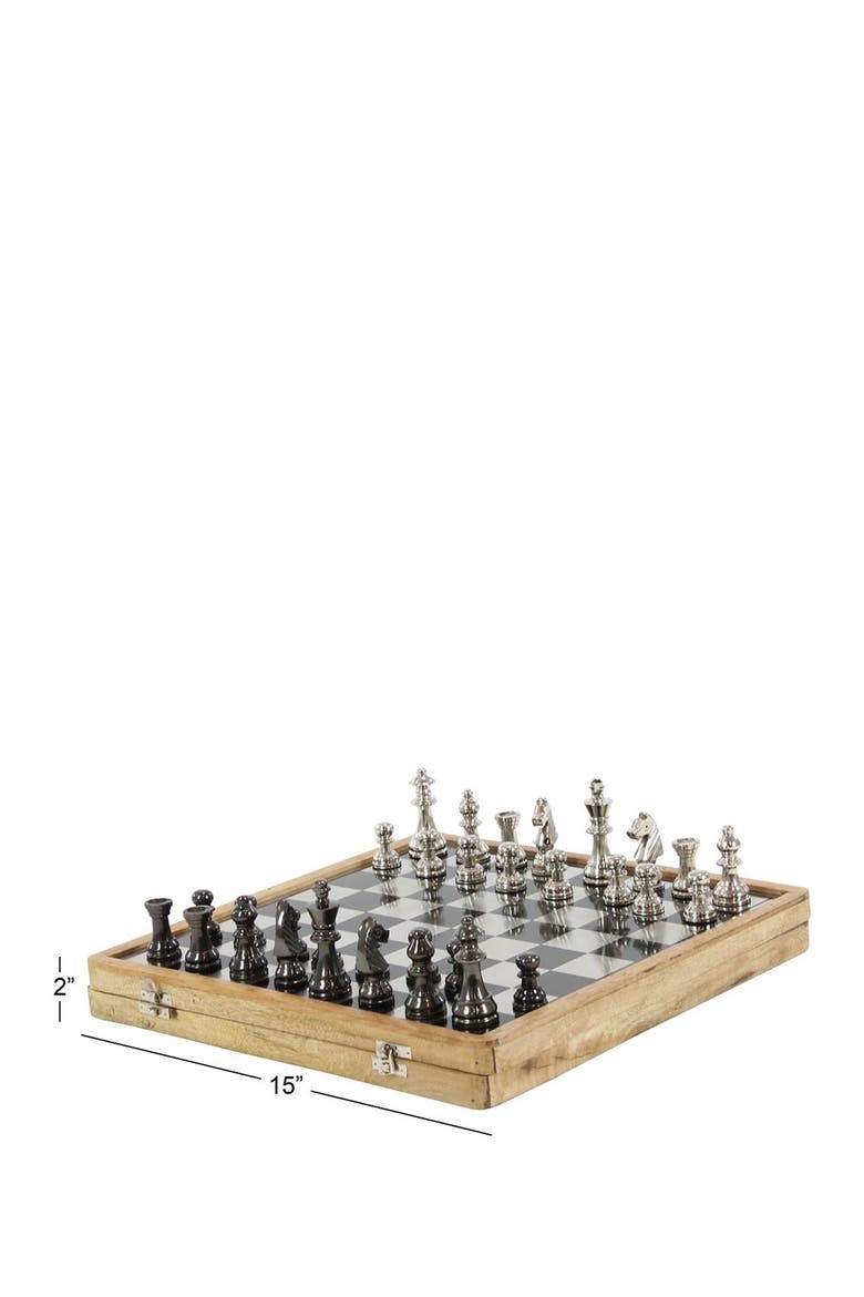 Black Aluminum Traditional Chess Game Set, Alternate, color, BROWN