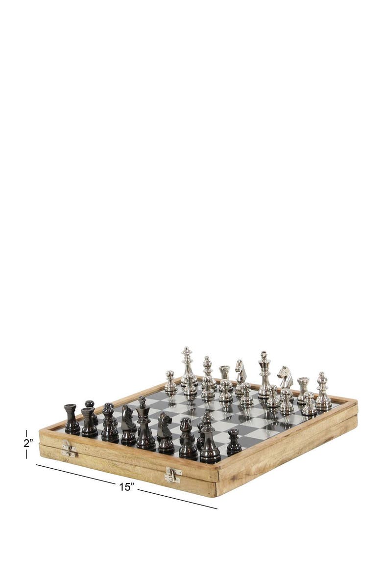 SONOMA SAGE HOME Black Aluminum Traditional Chess Game Set, Alternate, color,