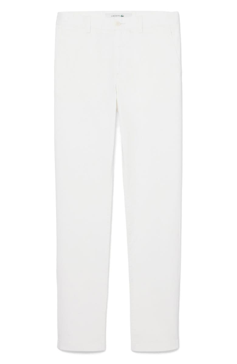 Lacoste Flat Front Cotton Stretch Twill Chinos, Main, color, Flour