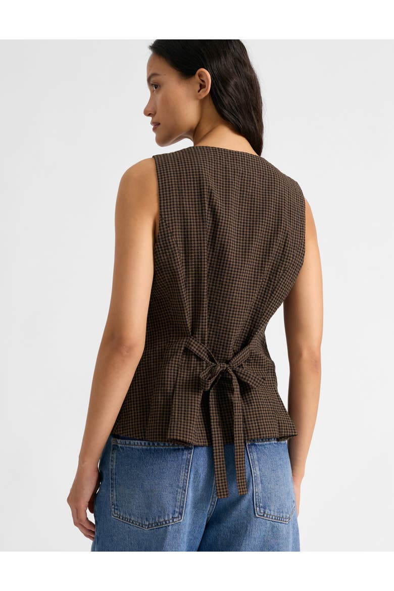 Gingham Waistcoat, Alternate, color, Chocolate