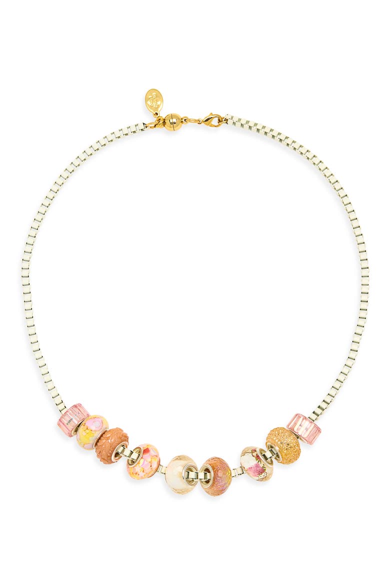 Pastel Bead Charm Necklace, Main, color, PASTEL CREAM