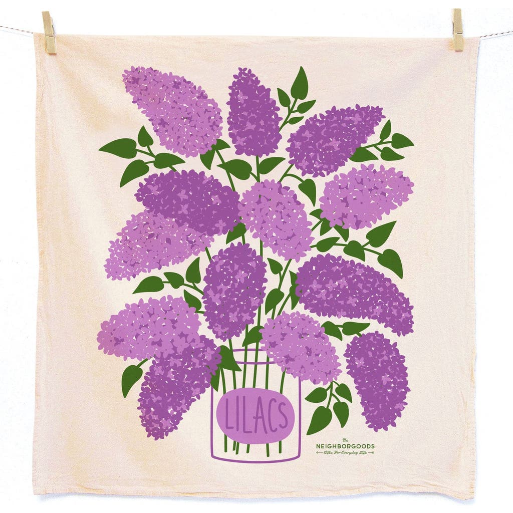 The Neighborgoods Lilacs Dish Towel + Sponge Cloth Gift Set In Multi