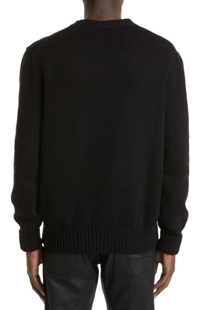 McQueen Alexander McQueen Graffiti Logo Intarsia Organic Cotton Sweater, Alternate, color,