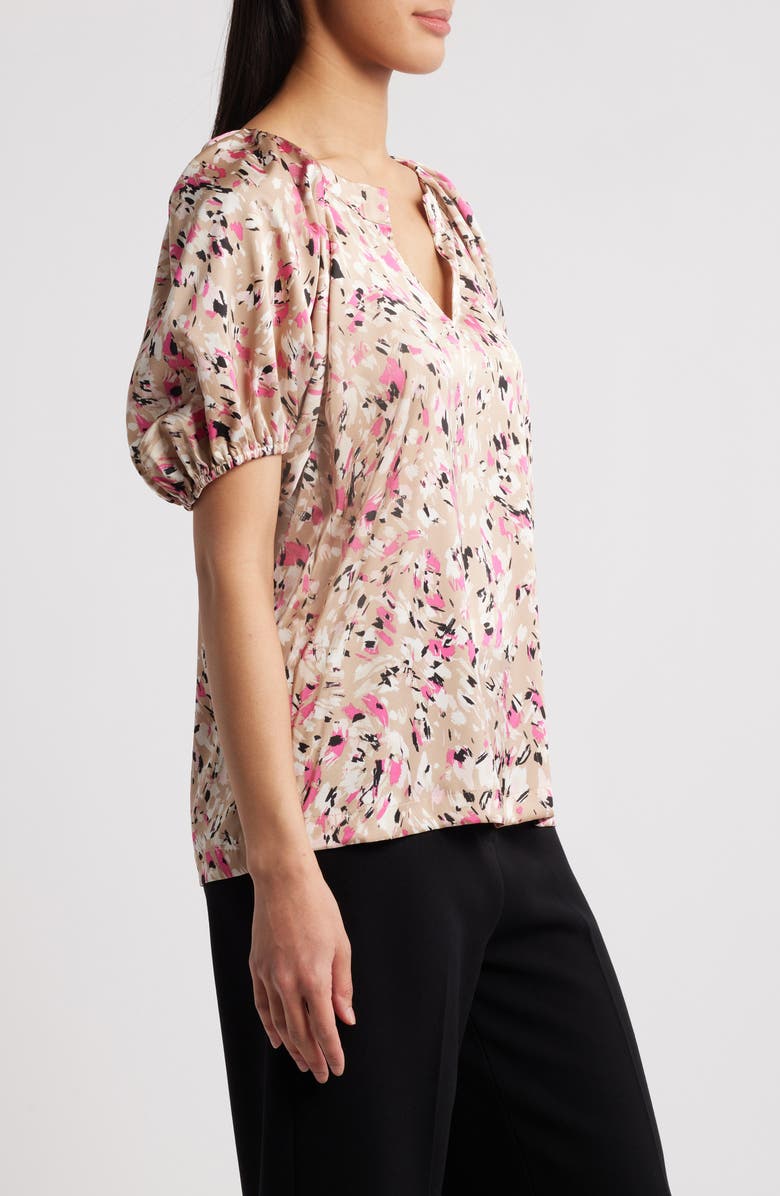 Anne Klein Abstract Print Puff Sleeve Top, Alternate, color, 