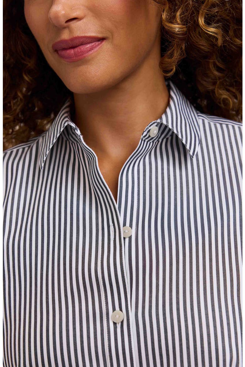 Dianna Stripe Cotton Button-Up Shirt, Alternate, color, BLACK/ WHITE