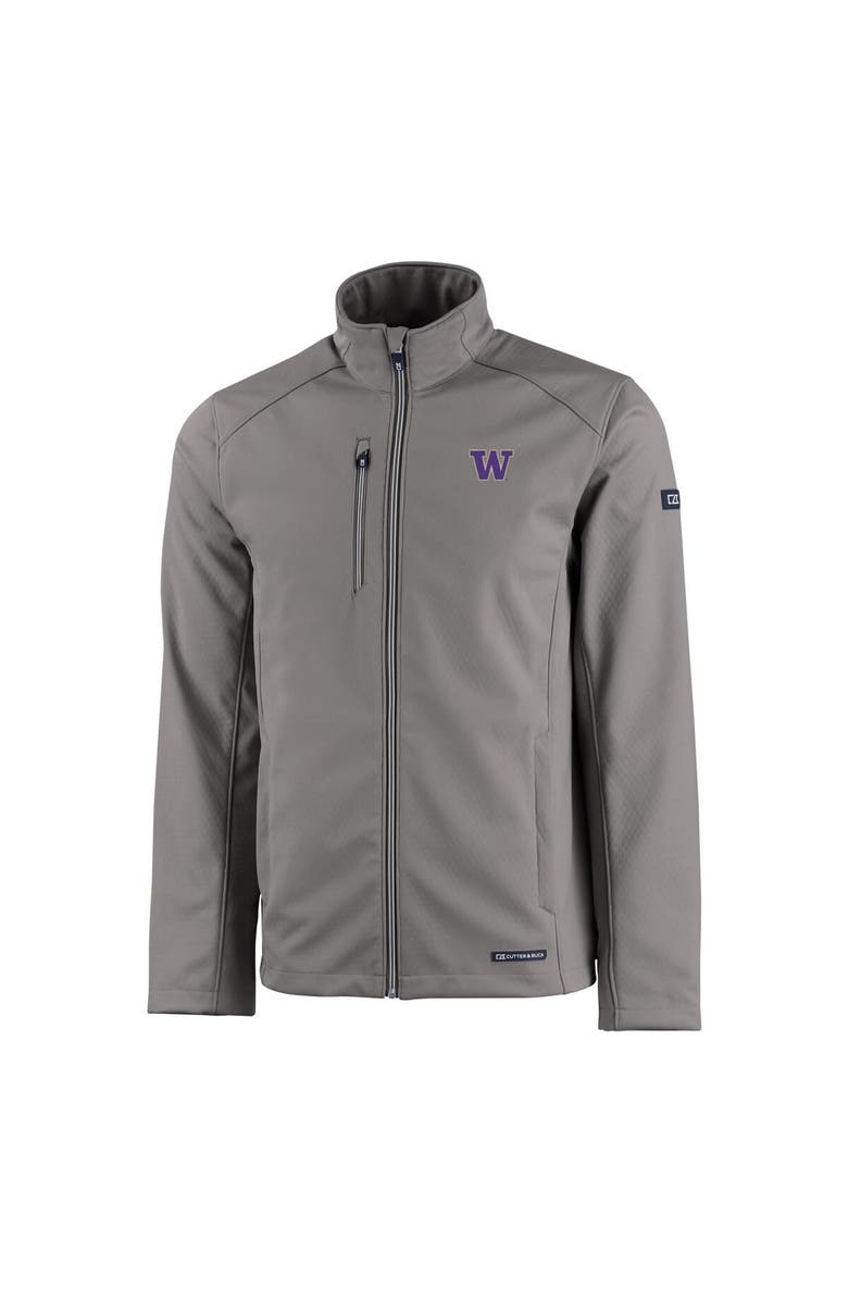 Cutter & Buck Men's Cutter & Buck  Gray Washington Huskies Evoke Eco Softshell Recycled Full-Zip Jacket, Alternate, color, Gray