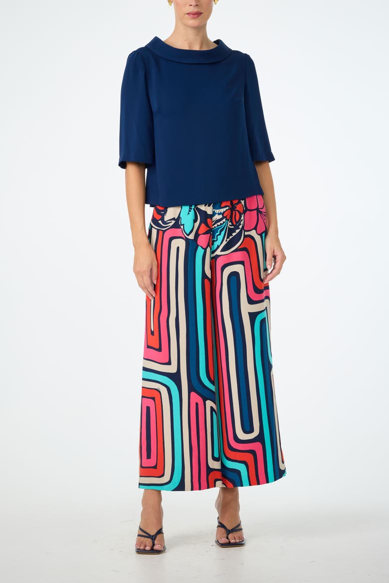Kailee Folded Neckline Top, Alternate, color, Ink