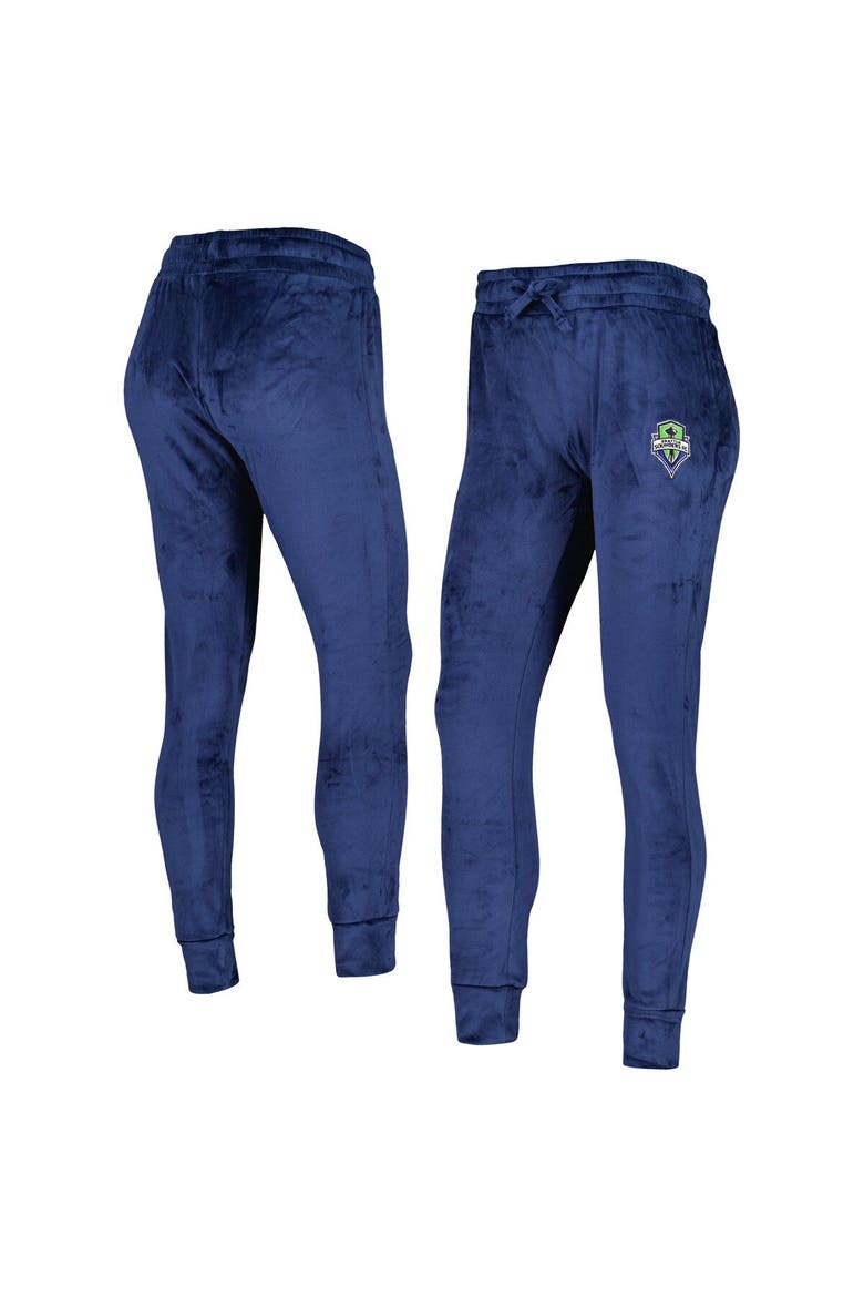 Women's Concepts Sport Navy Seattle Sounders FC Intermission Velour Cuffed Pants, Main, color, Navy