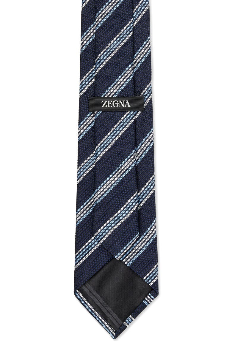 Stripe Silk Tie, Alternate, color, NAVY STRIPE