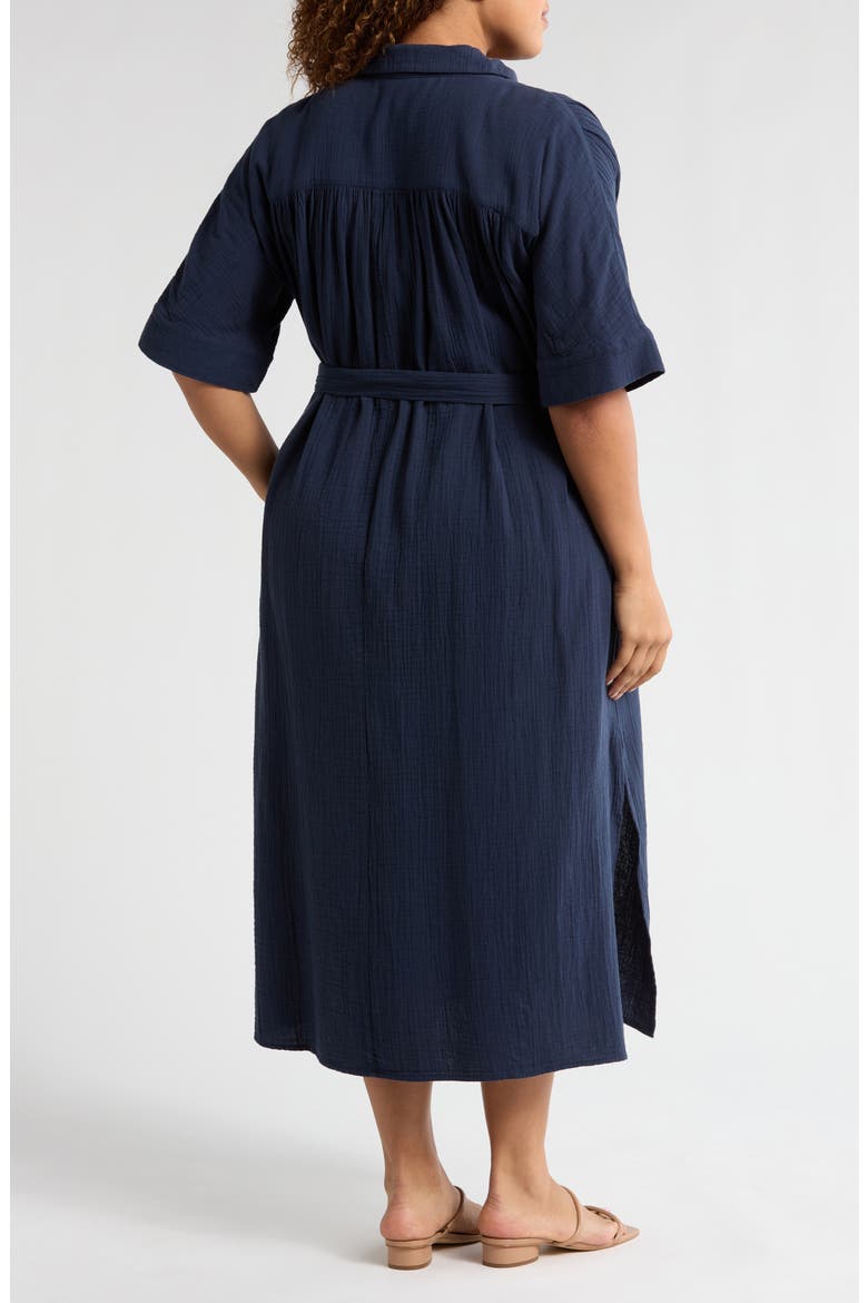 Belted Midi Shirtdress, Alternate, color, NAVY BLAZER