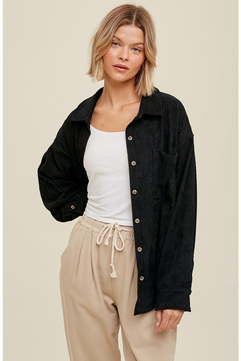 Oversize Corduroy Shacket, Alternate, color, BLACK